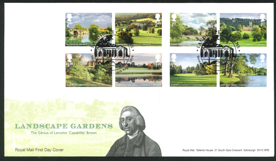 2016 - Landscape Gardens First Day Cover - Stowe, Buckingham Postmark